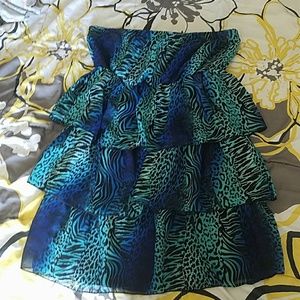 Animal print strapless dress